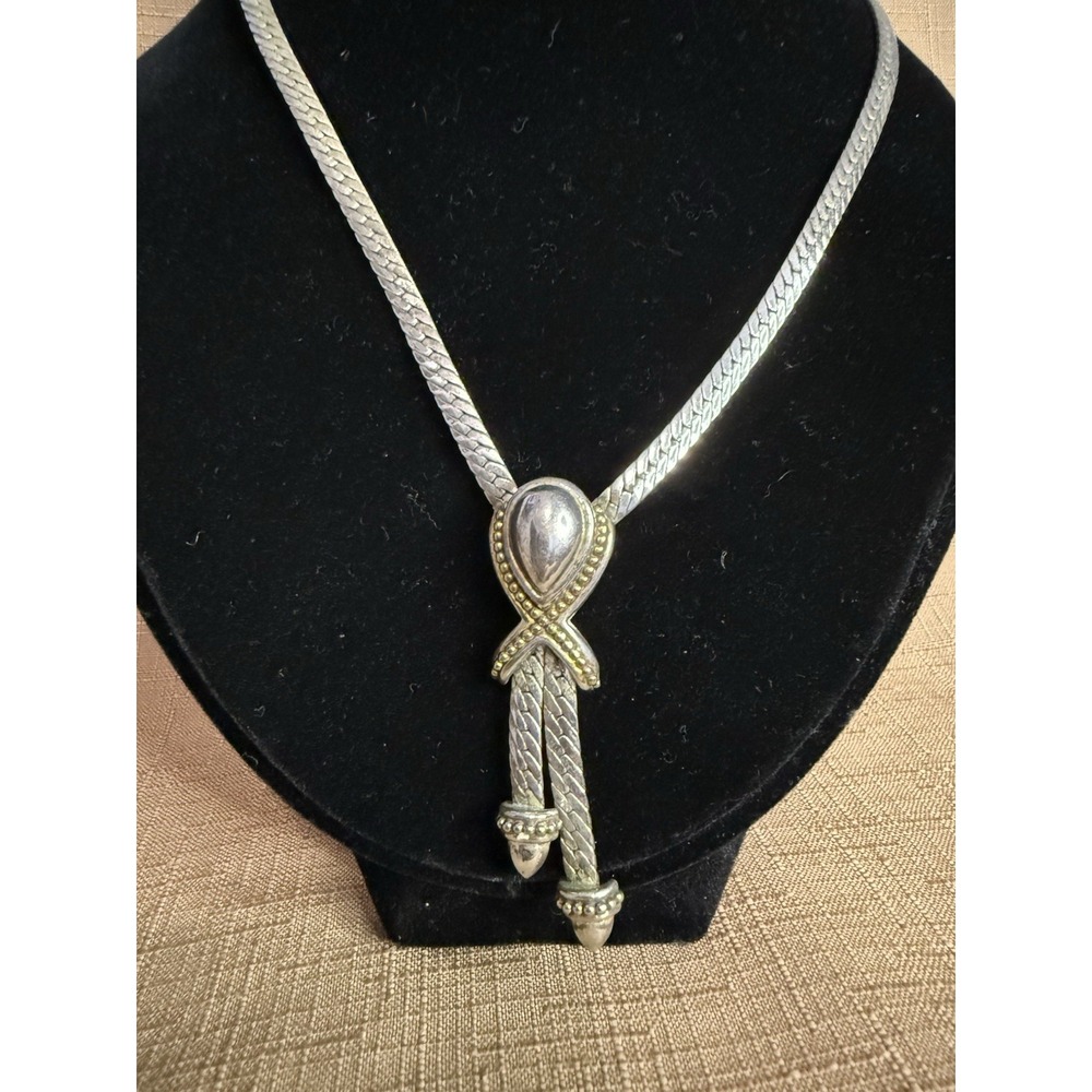 Vintage Napier Silver Tone And Gold Tone Lariat Necklace